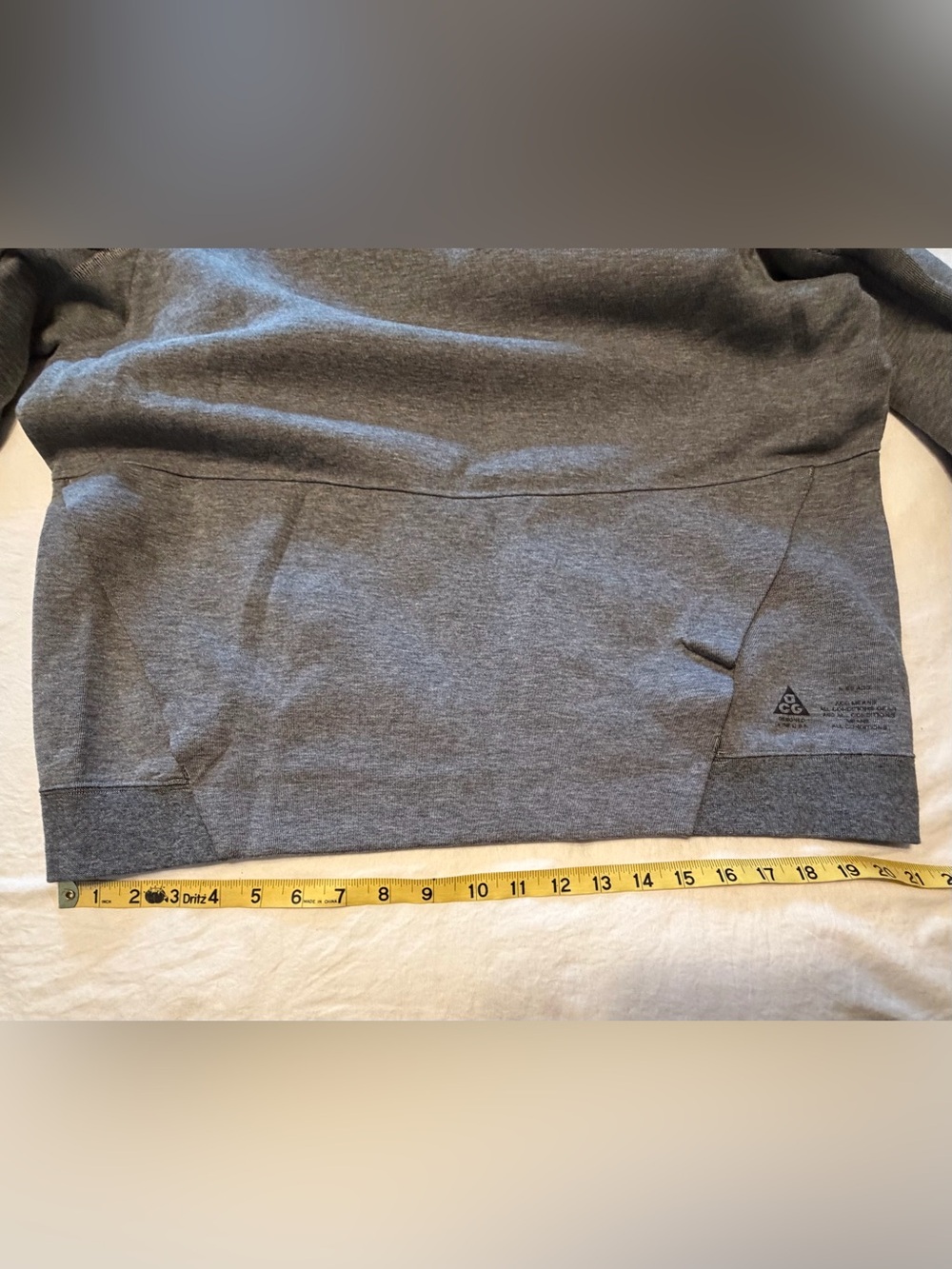 NikeLab ACG Tech Fleece Funnel Carbon Heather 816734-091 Men's Sweatshirt Large - Picture 16 of 16